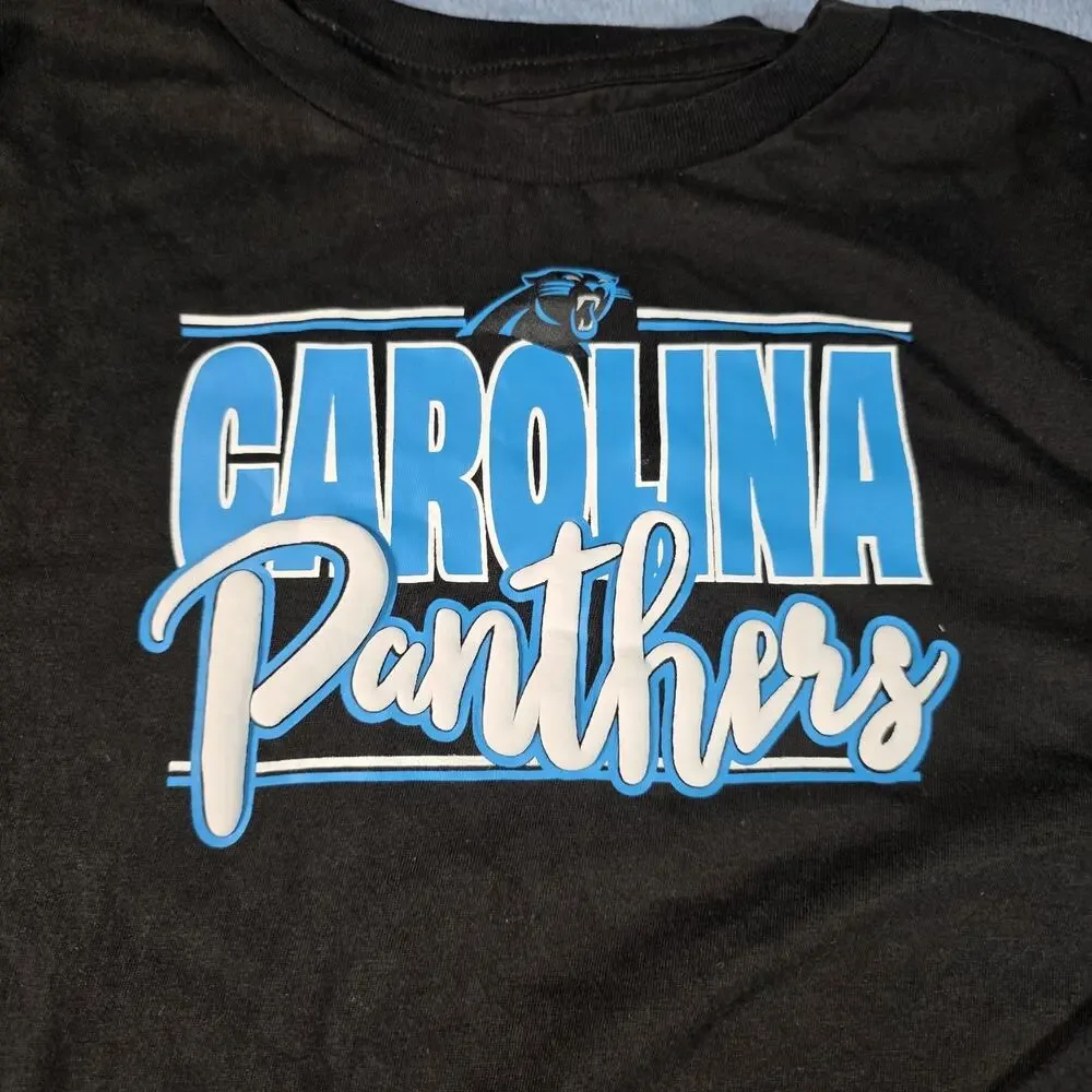 Carolina Panthers Girls 14/16 Long Sleeve Shirt NFL Team Apparel Black NWT